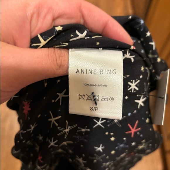 Anine Bing 100% Silk Dress Black with Stars Size Small - Picture 6 of 7